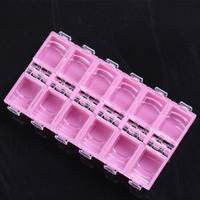 Qgtszs — boîte de rangement vide, 12 grilles, boîte de rangement séparée, boîte à bijoux, Nail Art, strass, petites perles, étui organisateur, conteneur