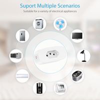 Prise de courant intelligente WiFi 16A Prise électrique intelligente Tuya Brésil Standard ABS + PC Télécommande WiFi Commutateurs intelligents Max. 240V