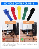 Attaches de câble en nylon réutilisables, auto-adhésives, double face, multicolores, réglables pour l'électronique, le PC et la gestion des câbles de bureau