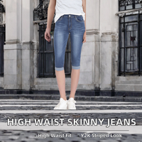 Jean en denim skinny taille haute pour femme, grande taille, style gothique Y2K, imprimé léopard, détails déchirés, extensible, longueur genou