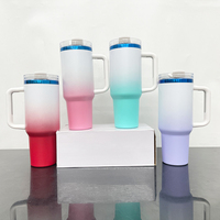 USA RTS 40oz Grande Capacité Ombre Mix Couleur Poudre Bleu Plaqué Gobelet Aventure Camper Tasses À Café Bouteille D'eau pour Impression Laser