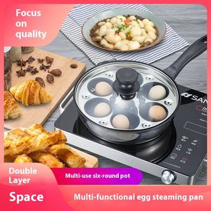 Cuiseur vapeur à oeufs à fond <span class=keywords><strong>plat</strong></span> en acier inoxydable 304 transfrontalier quatre trous cuisine domestique cuisinière à Induction cuisinière à gaz poêles à frire - Product Image 3