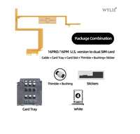 Adaptateur Wylie Esim DUAL SIM pour iPhone 16 16 PLUS 16 Pro 16 PRO Max Version USA Carte SIM Lecteur Simple Double Fente Flexible AVEC Plateau