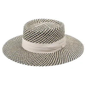 JAKIJAYI wholesale Summer beach High Quality Large Wide Brim Gamble Straw Hat Ladies Two Color Paper Straw Bolero Hat For Women