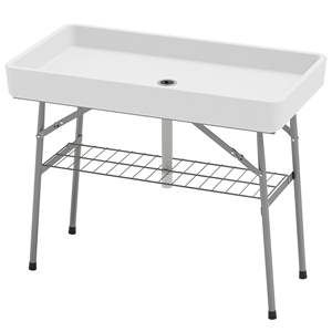 DB For Hot Sale 3.4ft Mesa de enfriador de hielo plegable Drenaje y relleno Chill Mesa al aire libre con estante de almacenamiento para refrigeración de bebidas - Product Image 1