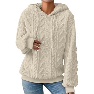 Nueva Sudadera de Mujer para Otoño, con Capucha, de Color Sólido, Gruesa, con Jacquard, de Manga Larga, a la Moda - Product Image 4