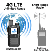 KENEARD KE-737 Talkie-walkie 4G POC à portée mondiale, batterie 3000 mAh, double Nano SIM, appels de groupe multi-fréquences, puissance de sortie 2W