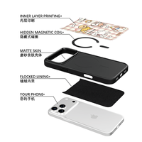 Coque de téléphone AG Feeling Black Edge avec motif chiot doré pour iPhone 17, 17 Pro Max, 16 Pro, 15, 15 Pro Max, 15 Pro, 14 Pro Max – Coque magnétique