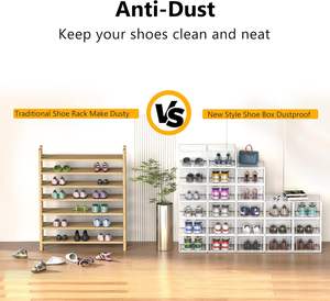 Cajas de Almacenamiento para Zapatos con Tapas, Organizador de Zapatos de Plástico, Cajas de Almacenamiento Transparentes Apilables, Precio de Fábrica en China - Product Image 3