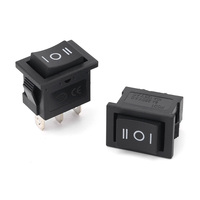 Interrupteur à bascule carré miniature en acier inoxydable IP67 DPDT noir KC-01 15x21mm 12V marche/arrêt 3 positions 3 broches 0,5A 250V