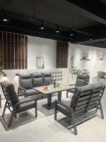 Ensemble de canapés cylindriques de luxe pour extérieur, jardin et cour d'hôtel, avec dossier réglable, coussin intégré et plateau relevable en pierre frittée