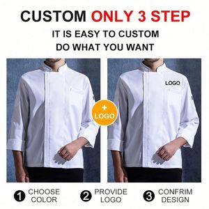 Chaqueta de Uniforme para Camarero, Trajes de Trabajo para Cocina de Restaurante para Hombre, Chaqueta de Chef Bordada Personalizada - Product Image 3