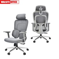 Chaise pivotante d'ordinateur de direction chaude mousse à mémoire de forme maille dossier haut PVC gestionnaire tissu appui-tête réglable moderne pour une utilisation au bureau