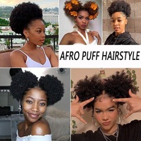 Extensions de cheveux naturels pour femmes, postiches queue de cheval bouclée afro, extensions de cheveux naturels bouclés crépus avec cordon de serrage de 4 à 6 pouces
