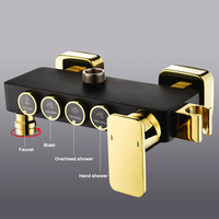 Colonne de douche de salle de bain monocommande en acier inoxydable noir avec cartouche céramique, jet de pulvérisation, mitigeur eau chaude/froide