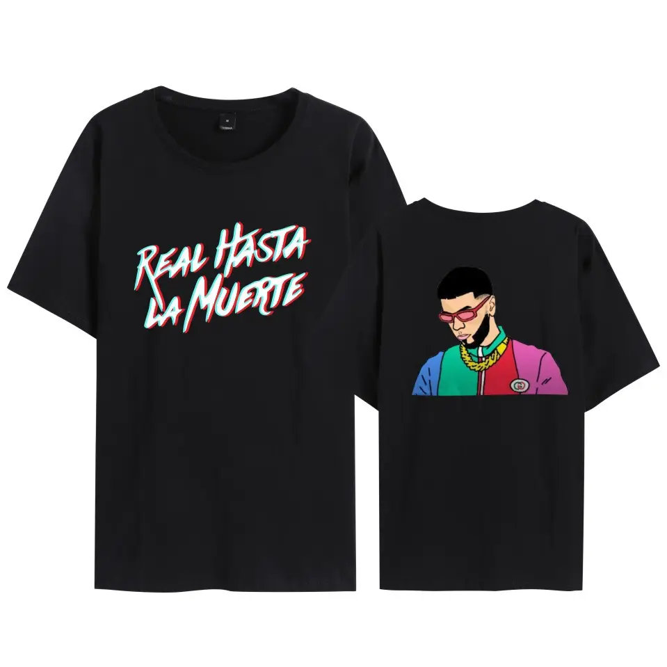 Nueva ropa informal personalizada de Hip Hop Anuel AA Real Hasta La Muerte, camisetas de algodón sueltas con estampado de doble cara para hombres y mujeres