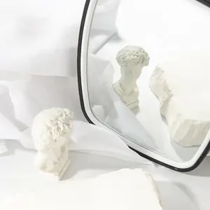 GLOWAY Professional Salon Hairdressing Single-Sided Paddle Hand Mirror Cosmetic Makeup Rectangular Black Large Handheld Mirrors