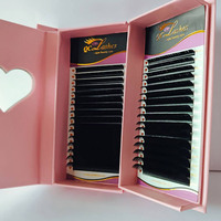 Logo personnalisé C J Curl Coréen Bot Fibre Foncé Fluffy Easy Fan Velours Fond Lash Tray Vendeur Mat Noir Cachemire Extension de Cils