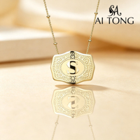 Collar Personalizado al por Mayor de Acero Inoxidable Estilo Occidental con Letra Mayúscula Dorada, Colgante Vintage con Placa de Nombre Inicial, Joyería para Fiestas