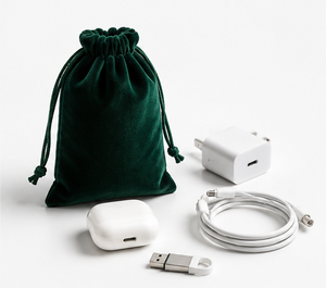Velvet Drawstring Gift <b>Bag</b> for USB Earbuds Charger <b>Cable</b> and Small Electronic Accessories - Product Image 2