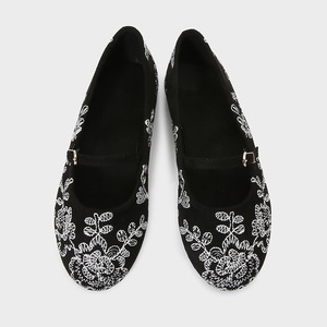 Nuove Scarpe da Donna Primavera/Estate 2025, Ballerine <span class=keywords><strong>Nere</strong></span> <span class=keywords><strong>Mary</strong></span> <span class=keywords><strong>Jane</strong></span> Ricamate con Punta Tonda, Scarpe Basse con Tomaia Bassa - Product Image 4