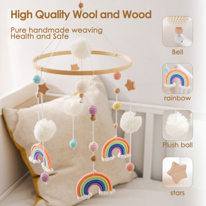 Décoration de chambre de bébé de style nordique, hochet de berceau, boule arc-en-ciel, <span class=keywords><strong>mobile</strong></span> circulaire en <span class=keywords><strong>bois</strong></span> style Instagram, emballage en boîte, jouets <span class=keywords><strong>pour</strong></span> bébé - Product Image 2