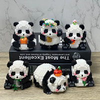 12 styles de blocs de construction micro Panda, mini briques d'animaux mignons, jouet d'assemblage DIY, décoration de bureau à collectionner, cadeau pour enfants