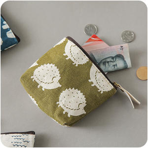 Customized logo Design Canvas Cotton Zipper <b>Small</b> Coin Purse <b>Wallet</b> - Product Image 4