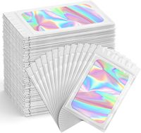 Sacs en mylar anti-odeur Pochette d'emballage holographique refermable avec fenêtre transparente pour le stockage de l'électronique de bijoux de cils alimentaires