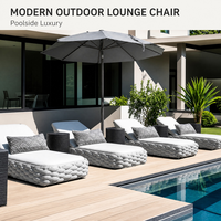Chaise longue d'extérieur en rotin tressé avec dossier réglable, transat de jardin pour terrasse et piscine