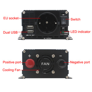 Convertisseur de courant pour voiture EU Socket <span class=keywords><strong>Lvyuan</strong></span> <span class=keywords><strong>500W</strong></span> DC 12V vers 220V, en stock, avec USB 3.1A - Product Image 5