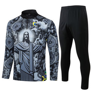 Conjunto de Chándal de Fútbol de Manga Larga para Invierno, Color Negro y Azul, de Alta Calidad, MOQ Bajo, Ropa Deportiva, Chaqueta de Calentamiento - Product Image 4