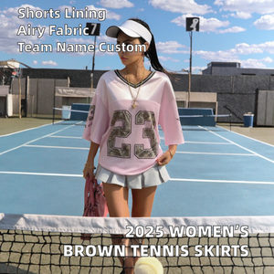 Faldas de Tenis Transpirables Color Marrón para Mujer 2025, con Forro Interior y Pantalones Cortos, Nombre del Equipo Personalizado, Ropa Deportiva para Adultos, 100% Poliéster - Product Image 2