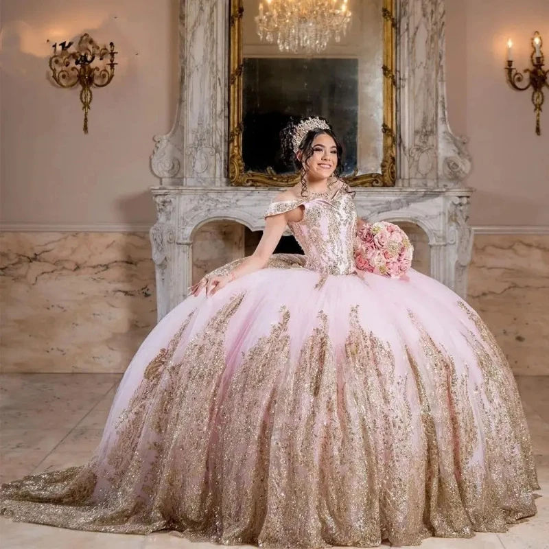 Princesa Mily MQ028 Tulle Pink Ball Gown Quinceanera Dress
