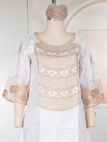 Robes africaines blanches brodées H&D SP-305-1 pour femmes, nouveau design, en tissu Bazin, avec foulard assorti