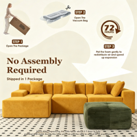 Canapé VANBOW sans assemblage requis, avec ottoman mobile, pour salon et chambre à coucher