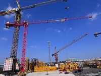 Grúa torre de construcción compacta sin cabina 1T 10M con control remoto, joystick, motor, caja de cambios, interruptor de límite y sistema de ascenso interno