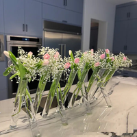 3 Verre Conjoint Tube à Essai Vase à Fleurs Centre de Table Cylindre Support à Fleurs Vase Décoration de Mariage Centres de Table