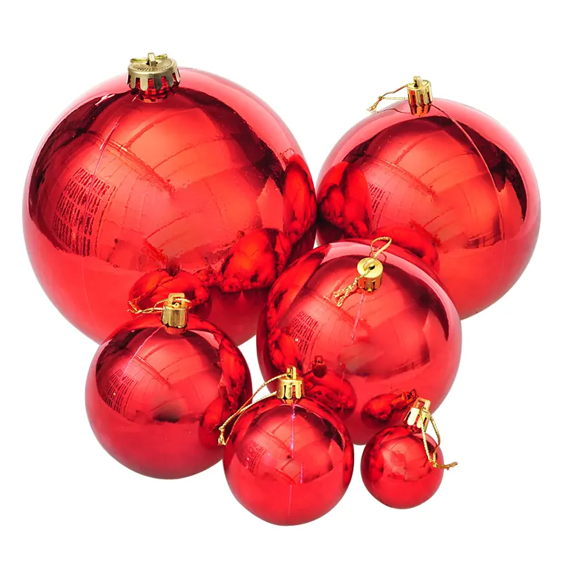 Bolas grandes de plástico para decoración de Navidad, adornos de árbol de Navidad plateados/dorados/rojos