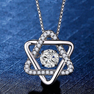 Colgante de Plata de Ley 925 con Circonita Brillante, Joyería de Boutique, Estrella de David, Hexagrama - Product Image 4