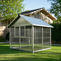 Nouvelle conception de niche pour chien en métal respirante et facile à nettoyer avec toit en fer et fermeture à bouton pour les grands chiens, toutes saisons