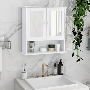 Bathroom <b>Wall</b> Cabinet With Double Mirror Doors And <b>Shelf</b> For Storage - Product Image 1
