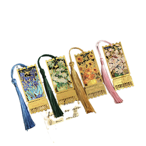Streamer Impression Oil Painting Style Flower Bookmark Creative Hollow Tassel Metal Bookmark Student Reading Folder