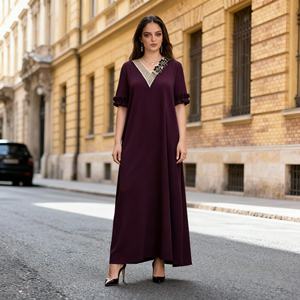 Wholesale Premium Elegant Party Custom New Style SINGLE COLOR Polyester Abaya <b>Dress</b> <b>for</b> Muslim Women - Product Image 1