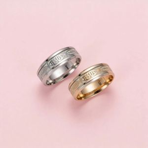 Cincin Pasangan Stainless Steel Detak Jantung Bercahaya ECG Sederhana Fashion Perhiasan Fluoresen untuk Wanita dan Pria - Product Image 6
