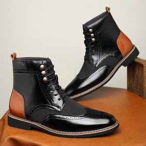 Bottes élégantes pour hommes à tige haute avec fermeture éclair, dessus en PU, semelle intérieure en EVA, antidérapantes, design confortable - Product Image 2
