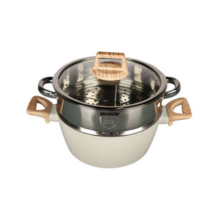 Fabricant d'ustensiles de cuisine en aluminium moulé sous pression antiadhésif en granit avec couvercle en verre de silicone casseroles et poêles à vapeur - Product Image 3