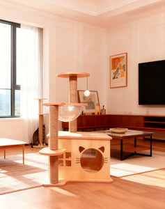 Árbol para Gatos de Madera de Gran Tamaño, Moderno, Ecológico, Ajustable en Altura (4 Niveles), Rascador para Mascotas, Casa Torre de Cartón, Venta al Por Mayor Personalizada - Product Image 4