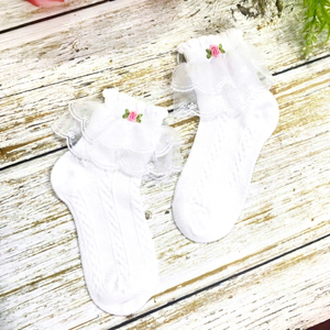 Mayorista Adorables calcetines tejidos a mano para bebé con bordado floral a mano - Product Image 1
