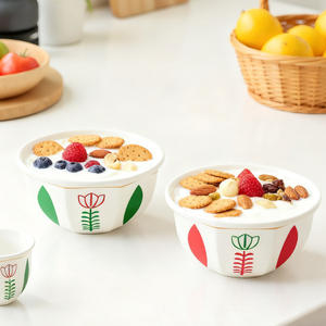 Juego de Tazones de Cerámica de 6 Pulgadas con Diseño de Tulipanes en Relieve, Estilo Bohemio, Ecológicos, Duraderos y Personalizables, para Ensaladas, Postres, Chocolate, Hogar y Hotel - Product Image 3